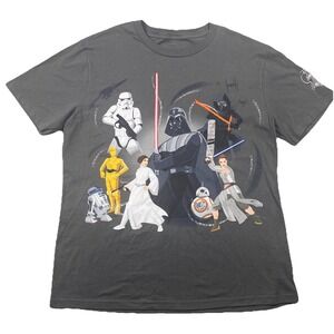 Disney Store Star Wars Saga Graphic T-Shirt Mens Large Gray Organic Cotton NWT